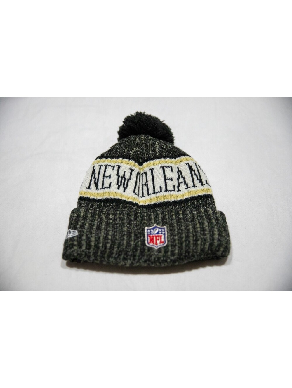 New Orleans Saints New Era White Gray Knit Hat SAINTS Logo - Men's One Size